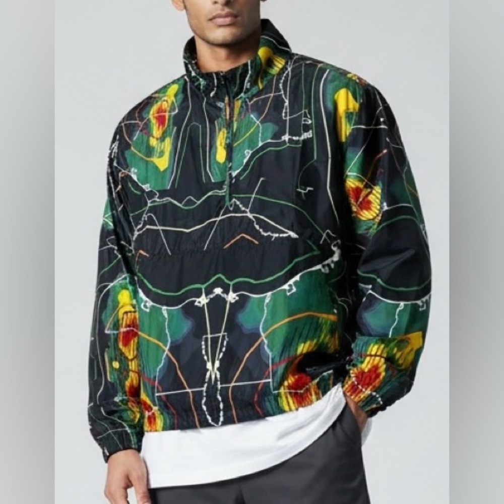 Black Scale men’s cyclone anorak‎ quarter zip jacket multi color pattern large